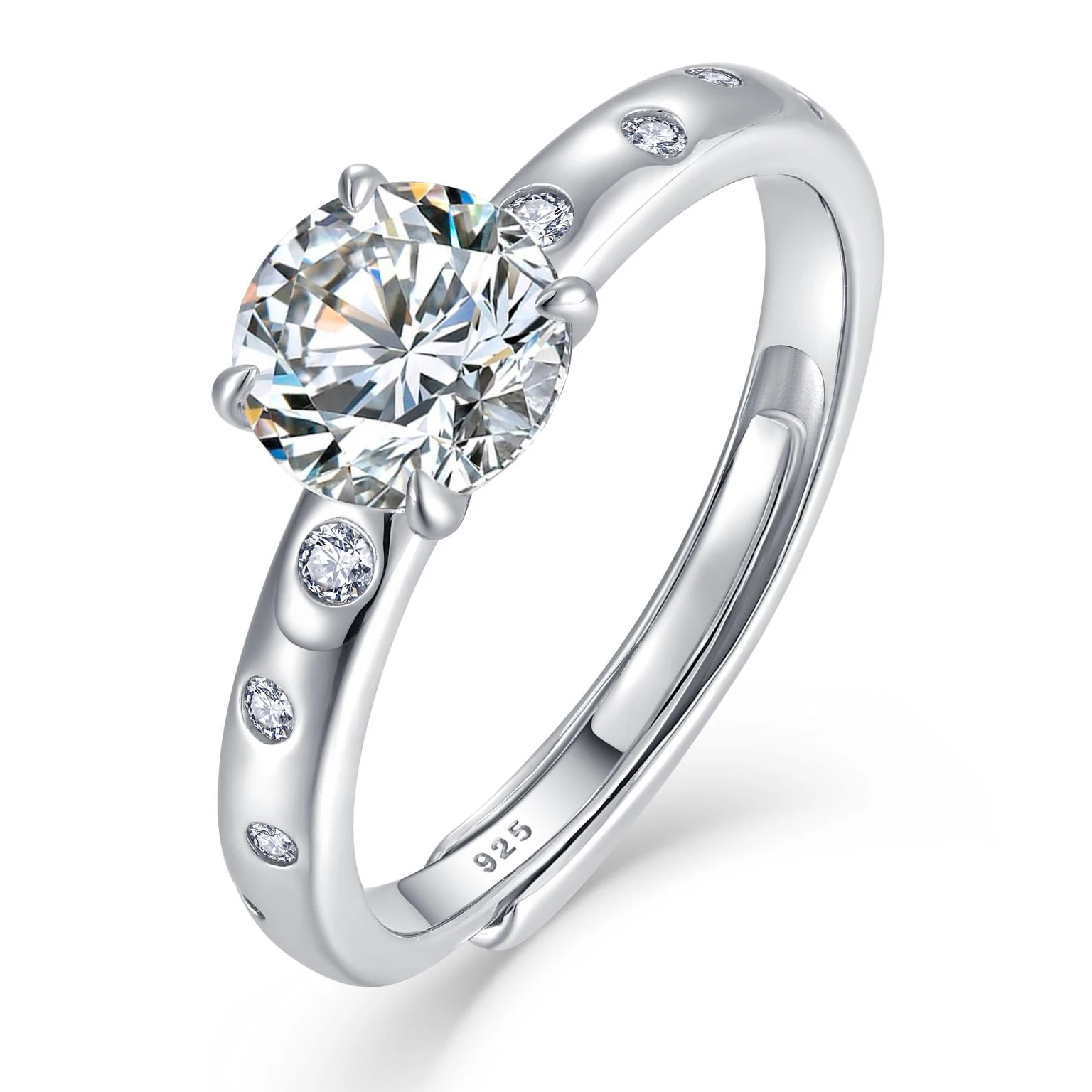 

925 Sterling Silver Adjustable Rings Promise Statement S925 Wedding Engagement Moissanite Engagement Ring For Women