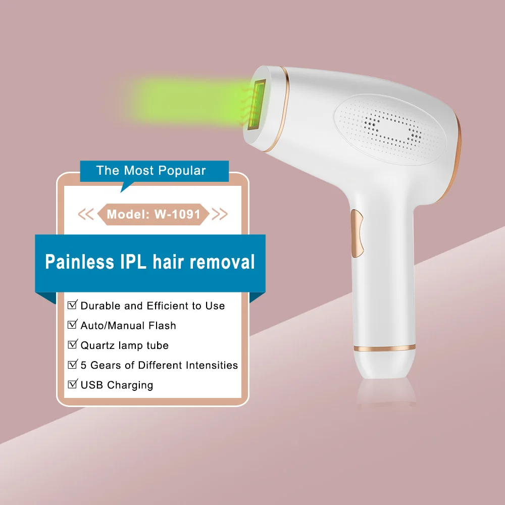 

factory price ce rohs certificate 990000 Flashes home facial body skin IPL laser hair removal epilator, White green