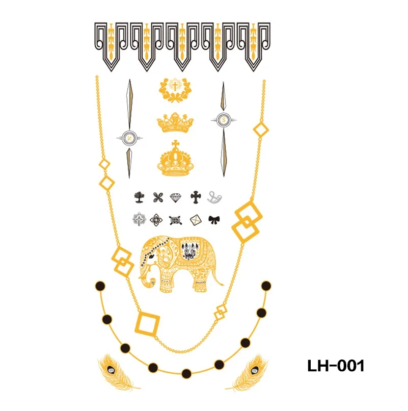 

Hot Sale OEM LH Series Gold and Silver Tattoos Metallic Waterproof Tattoo Sticker, Cmyk