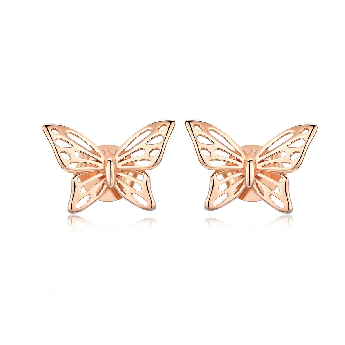 

beautiful butterfly rose gold color 925 thailand pure silver earring