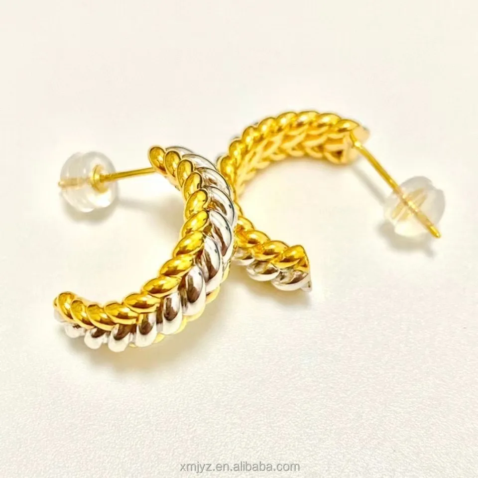 

Certified 18K Gold Earrings Woven Twisted Cold Fengcai Gold Color Collision Design Female AU750 Store Recommendation