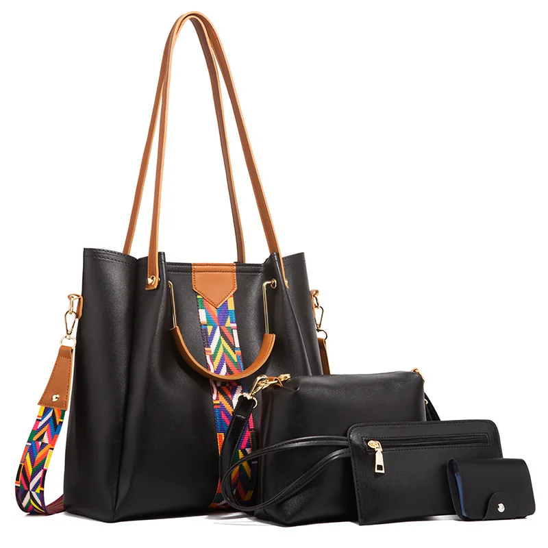 

Wholesale handbag genuine PU leather material 2020 lady elegant bag sets women handbag set luxury leather tote handbag trend, 3 colors