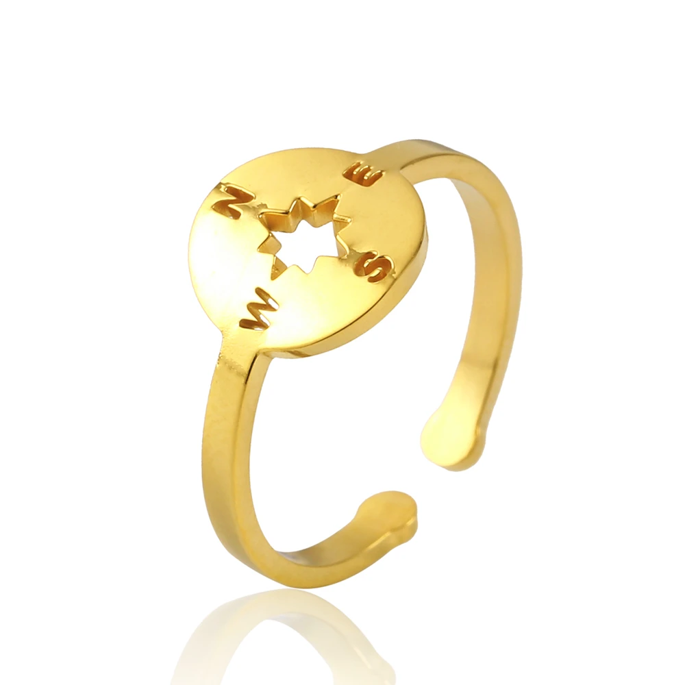 

High Quality Stainless Steel Gold Plated Digital Compass Nautical Compass Ring For Women Men, Steel/gold/rose gold