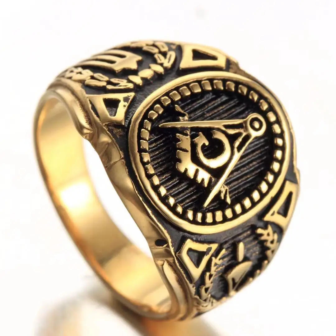 

Stainless steel ring Retro symbol Freemasonry fashion jewelry 2021 men's ring