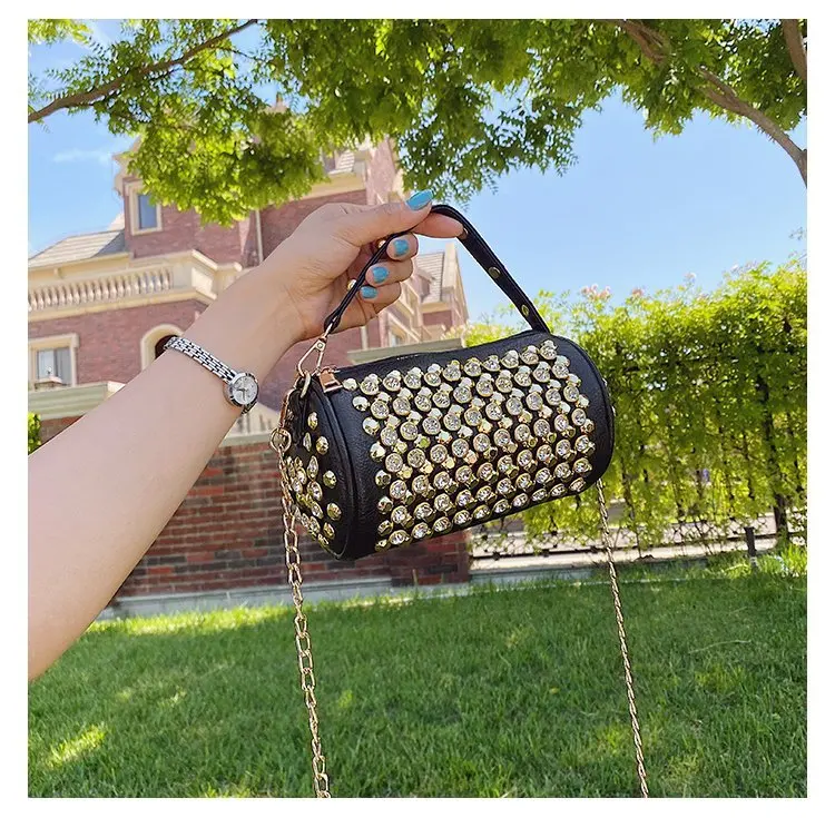 

2020 New stylish versatile chain cross shoulder bag fashion shoulder bag With diamonds handbag women purse, Multicolor