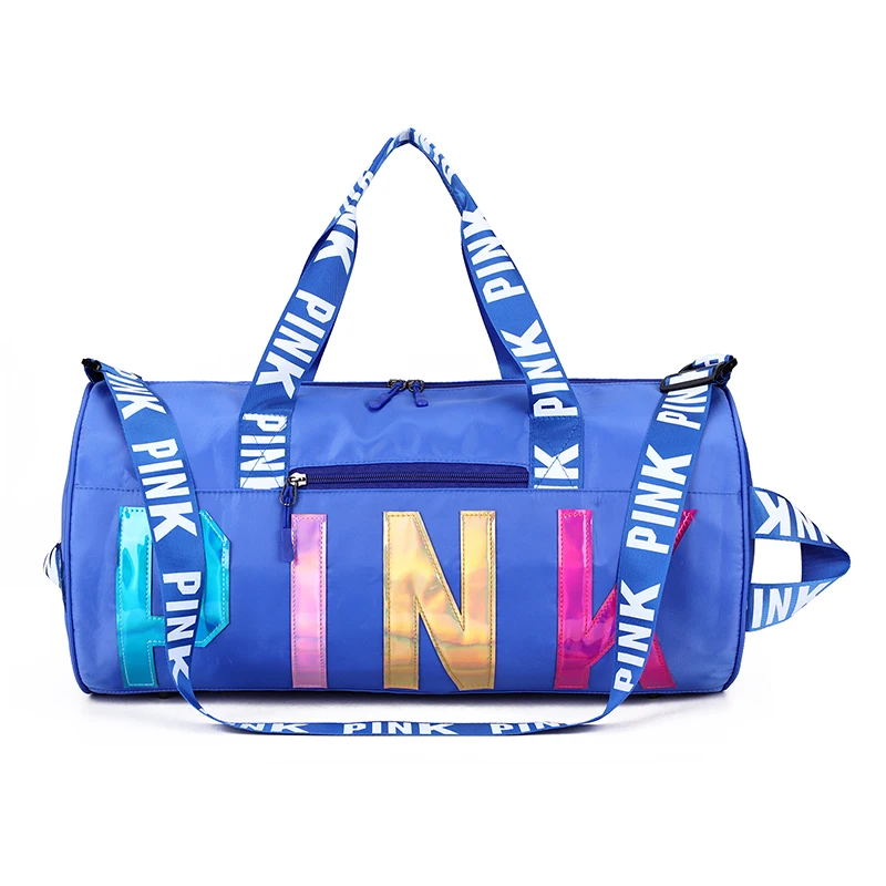 

2022 Pink laser weekender sports pink gym bag Polyester travel bag women Duffel Bag