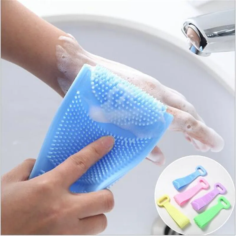 

Bath Towels Rubbing Back Mud Peeling Body Medical Massage Shower Magic Brush Skin Cleaning Silicone Brushes Flexible Scrubber, As photo