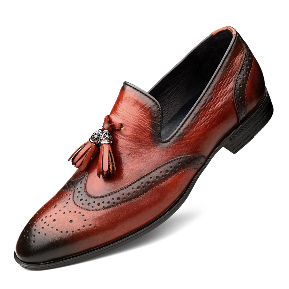 

EVERTOP New design genuine leather business men dress shoes with big size slip on office oxford casual formal loafers shoes
