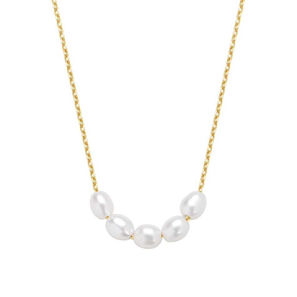 

wholesale minimalist jewelry 925 sterling silver 14K gold vermeil pearl necklace for women