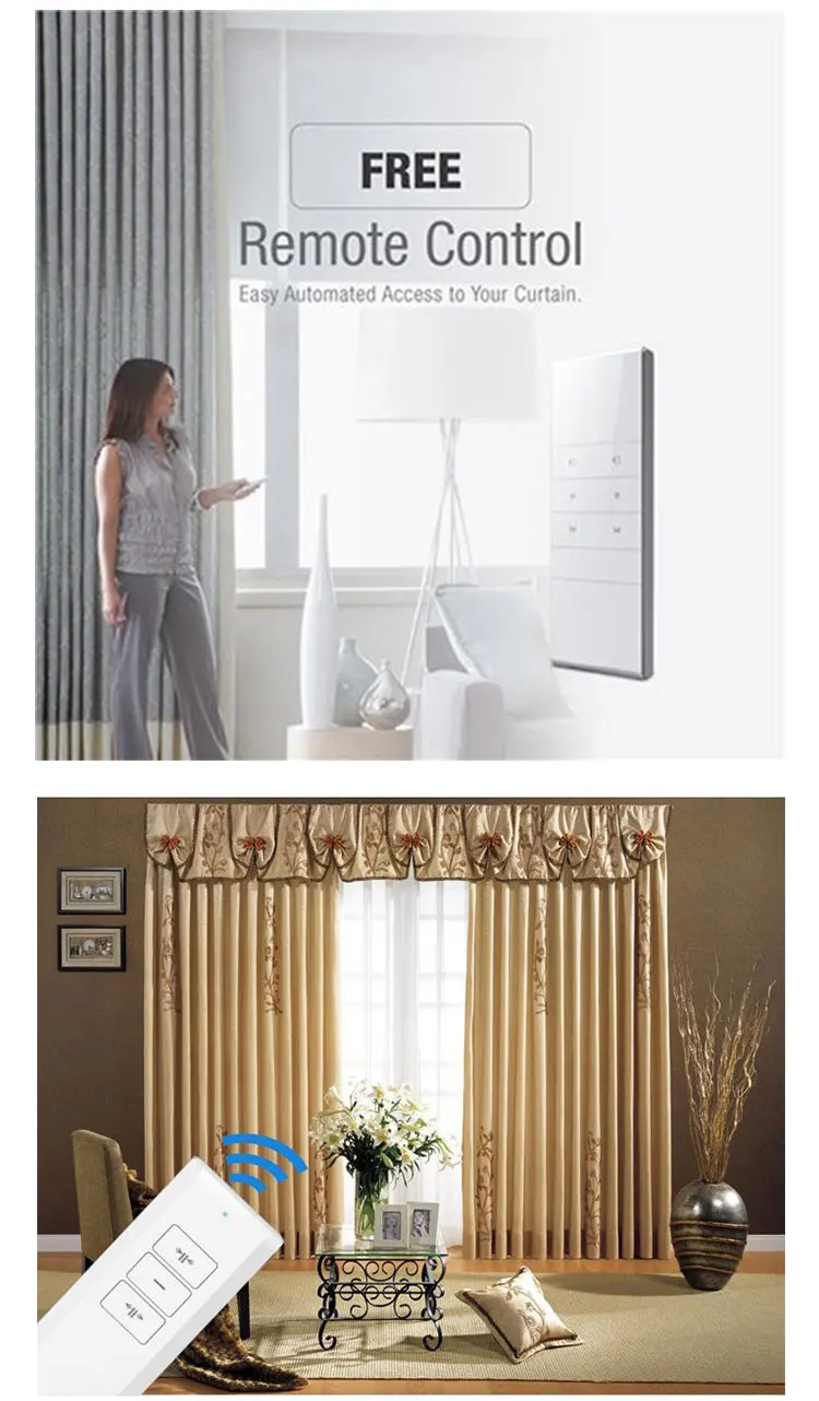 Smart motorized Curtain  Customizable Aluminium Track Electric With Electric Curtain Motor