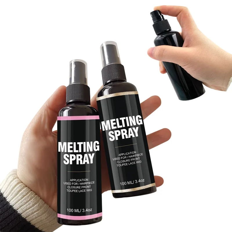 

Custom Strong Hold Quick Dry Hair Spray Invisible Finishing Holding Spray Edge Glueless Wig Lace Melting Spray With Black Bottle