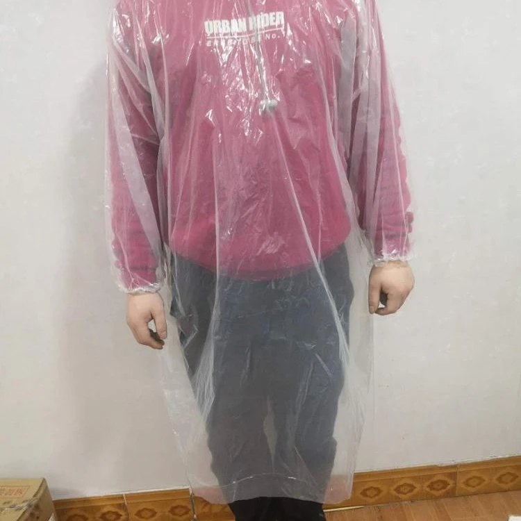 
large amount stock PE Raincoat with elastic Cuff and hood 