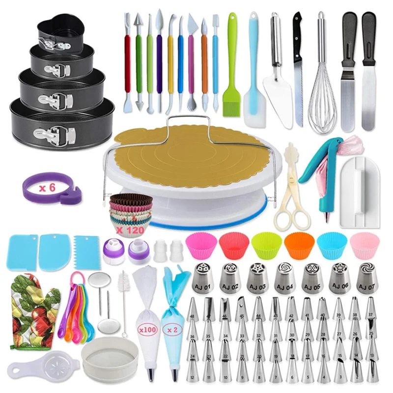 

Hot Sale 333 pcs Cake Decorating Kit Complete Cake Decorating Supplies & Baking Supplies Baking Kit