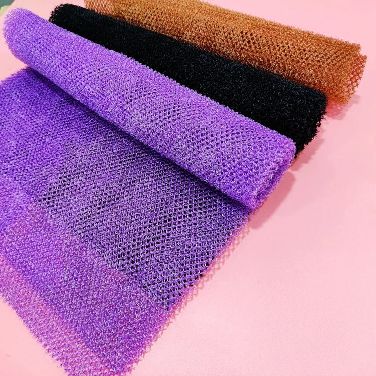 

African Net Sponge Exfoliating Back Scrub Long Shower Sponges Nigerian Bathing Nylon Mesh Africa Wash Body Scrub Net Bath Sponge, Black/blue/brown/pink/green/yellow/white/red