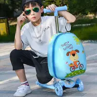 

Customized design 3D trolley children scooter luggage airport suitcase kids scooter with backpack for teenagers