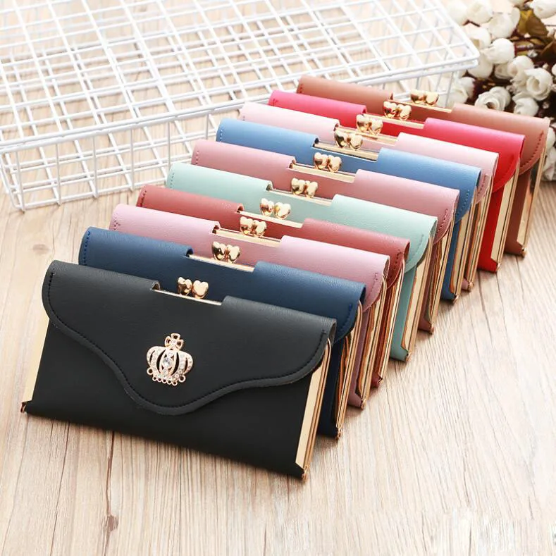 

Fashion Wallet High Quality Leather Woman Wallets with Wristlet RFID Card Holder Long Leather Organizer Ladies Purse, 10 colors