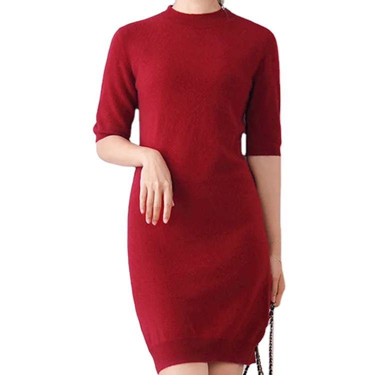 

Women Lace Long Sleeve Knit Sexy Sweater Dress, Black/white/coral red/dark gray