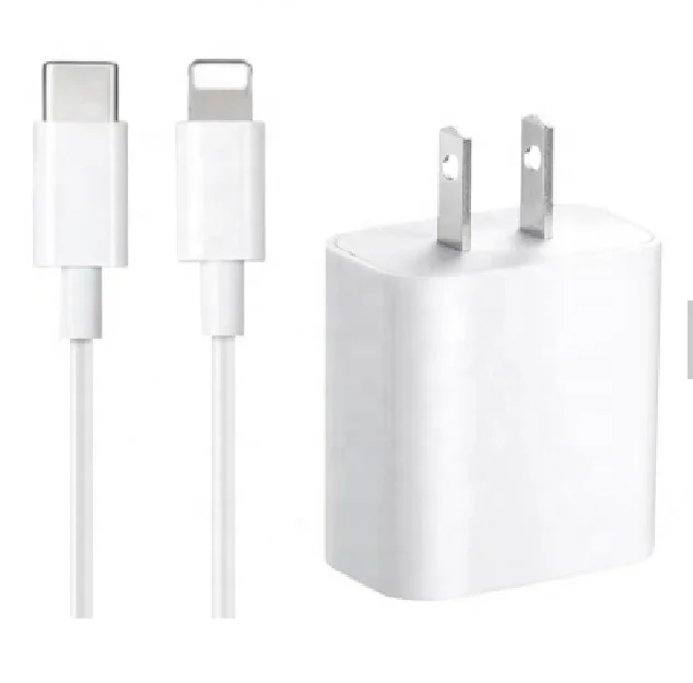 

New Product EU/US/UK Mobile Phone Wall Type C Fast Charger Cable Adapter 18W PD Charger, White,customize