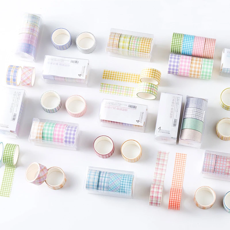 

4 rolls per box Fresh Lattice Series Tape Decor Hand Account DIY Stickers Scrapbooking Diary Sticker Masking Tape 2M