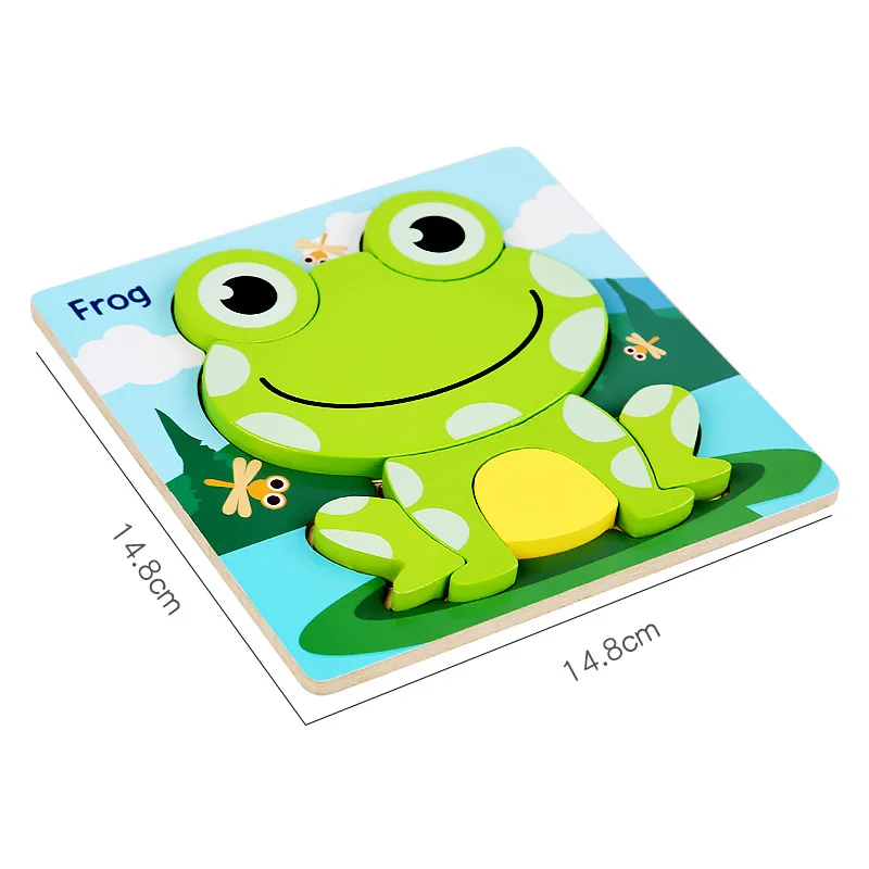 

Hot Sale Kids Wooden 3D Puzzle Jigsaw Toys For Children Cartoon Animal Vehicle Wood Toddler Puzzles