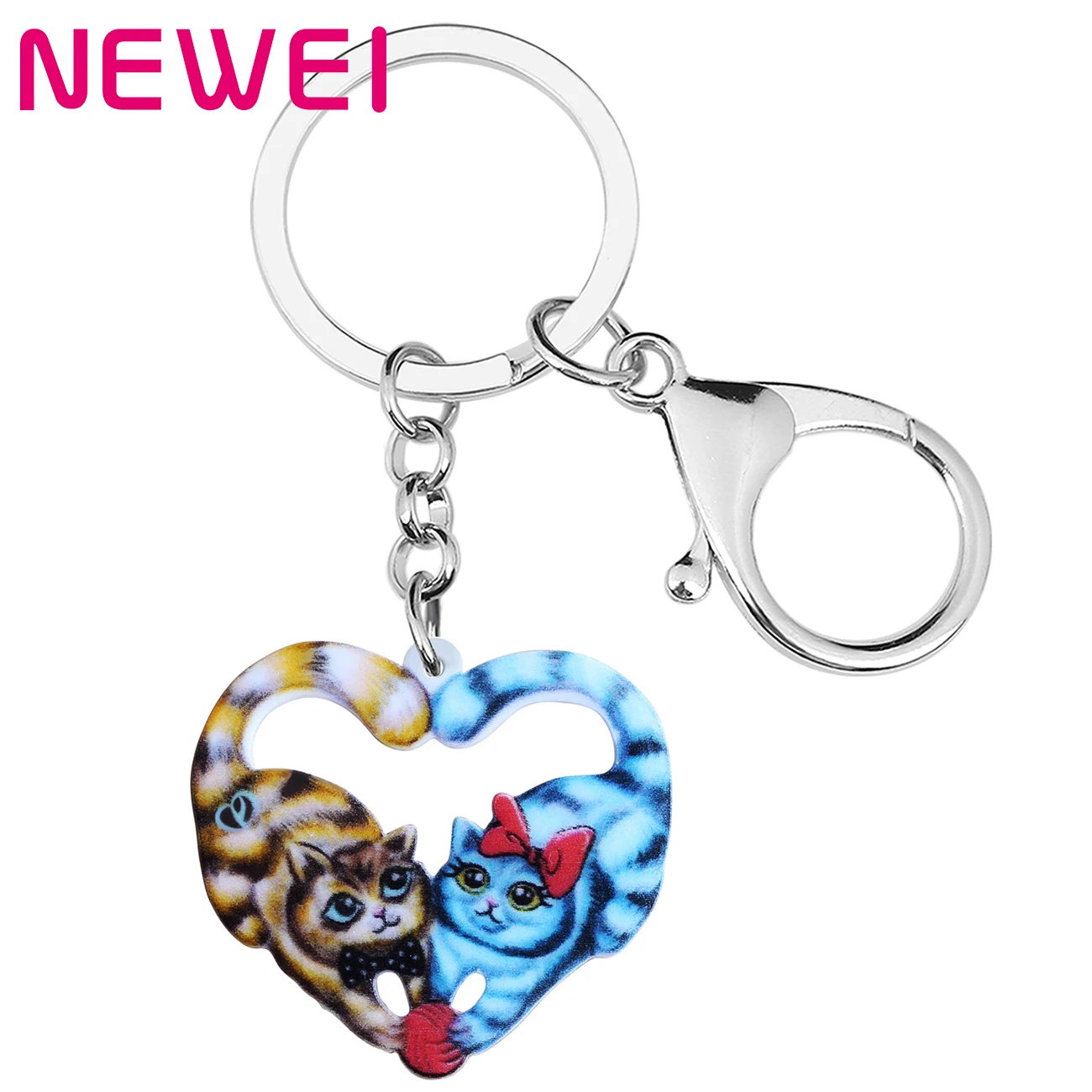 

Valentines Day Acrylic Heart Cat Kitten Keychains Car Purse Key Ring Gifts Fashion Jewelry for Women Girls Bag Charm Accessories, Multicolor,black