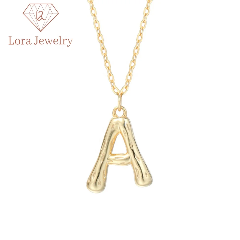 

Women Trending Gold Plated Jewelry 18k Sterling Silver Alphabet Initial Letter Pendant Necklace