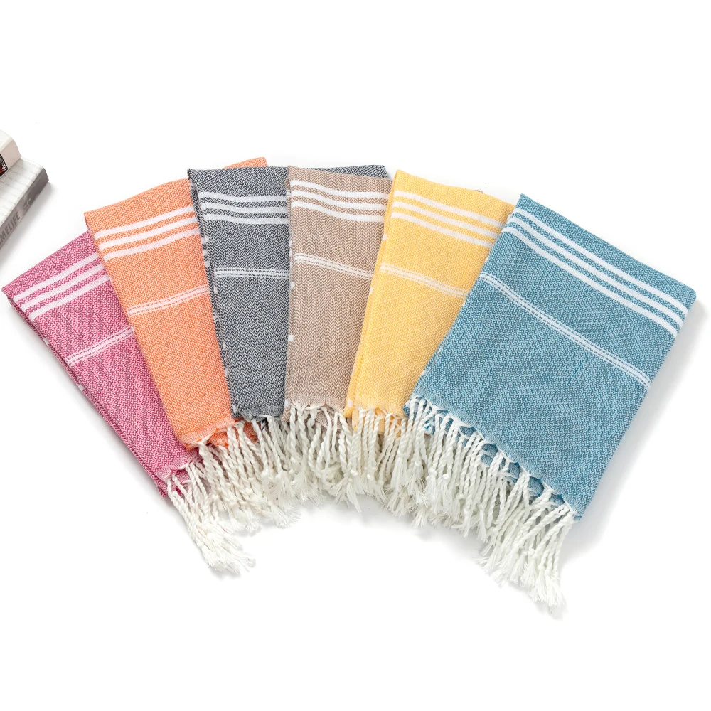 In-Stock Quick-Drying Polyester Cotton Adult Beach Towel with Tassel Sand Free Custom Design Eco-Friendly