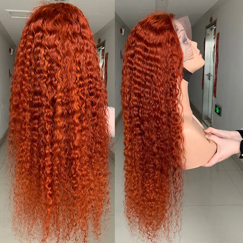 

Ginger Red Orange HD Lace Front Wig , 99j Red Color Human Hair Wigs For Black Woman , Orange Color Wig Lace Front Human Hair