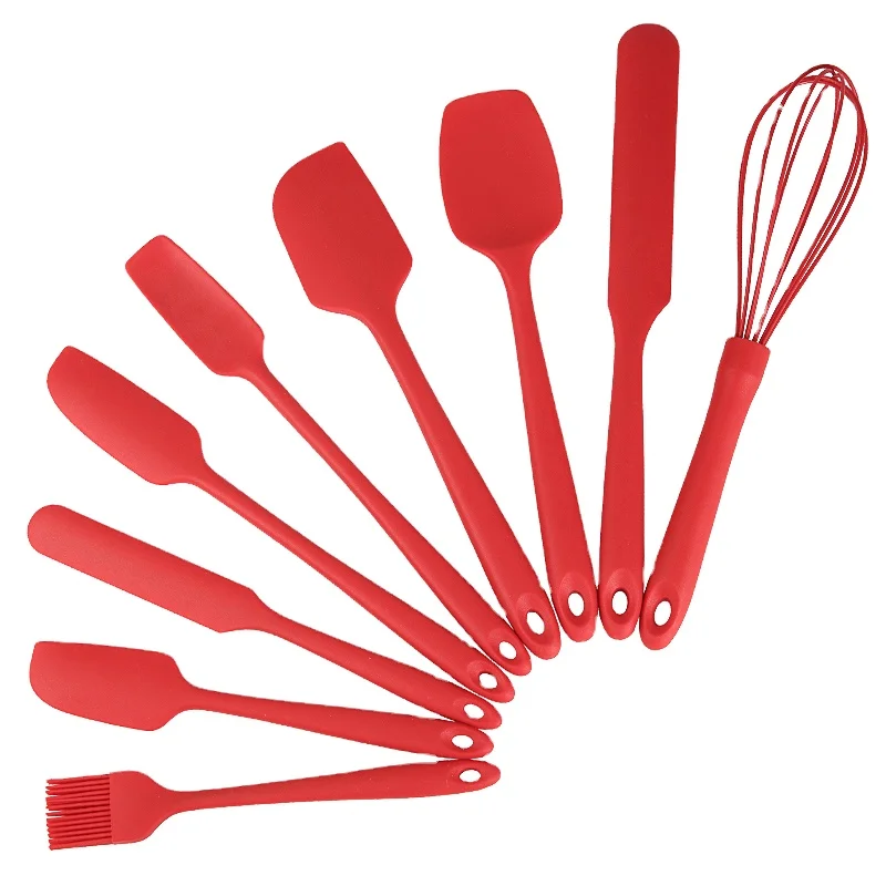 

New Simplicity 9 Pieces Baking Tools Kitchen Accessories Silicone Kitchenware Utensils Set, Red