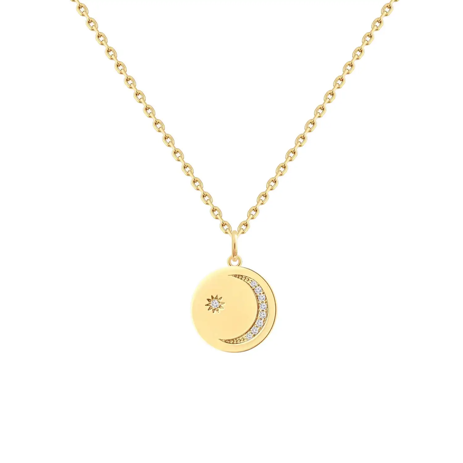 Saudi Gold Ancient Moon Coin Necklace 