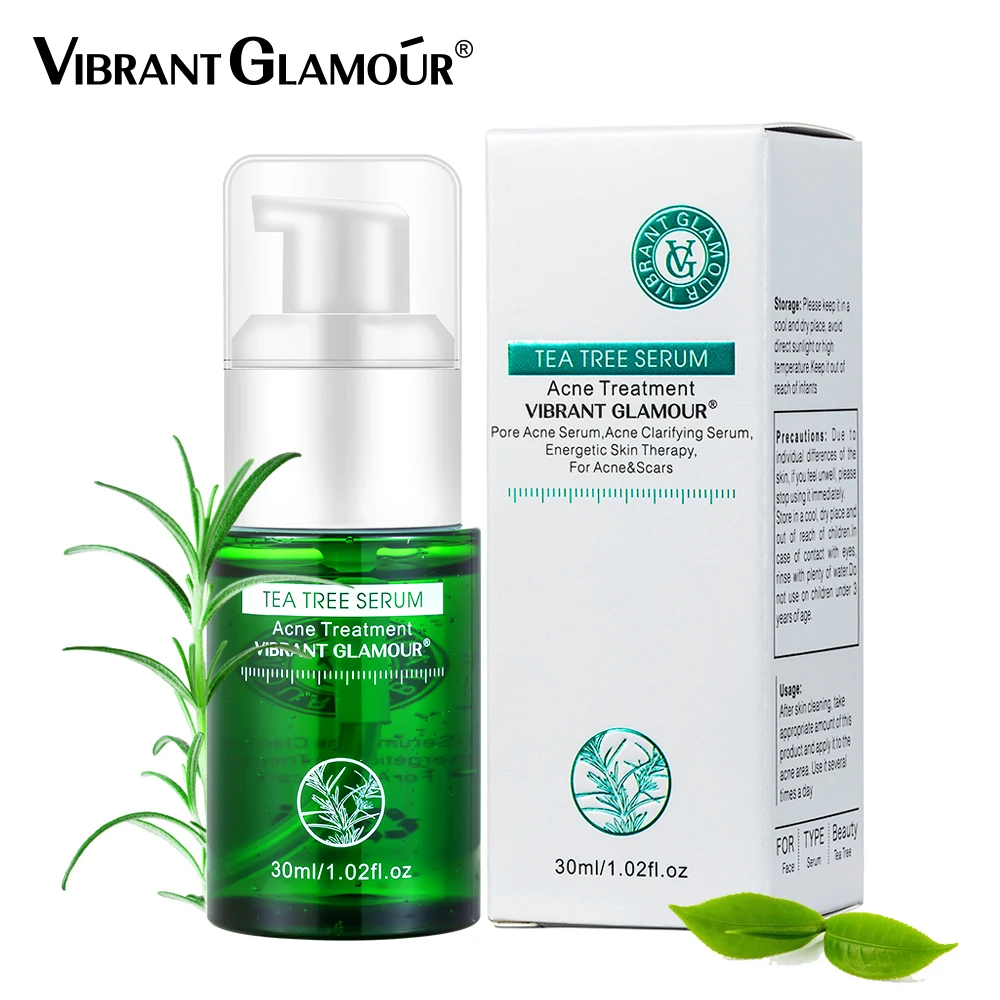 

VIBRANT GLAMOUR Tea Tree Acne Treatment Serum Remove Acne Spots Oil Control Shrink Pores Repair Whitening Moisturizing 30ml
