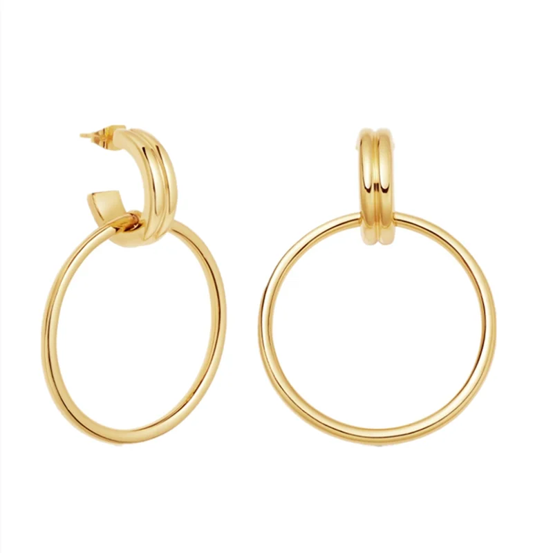 

Charare 18 K gold Double Circle Earrings for women, Picture