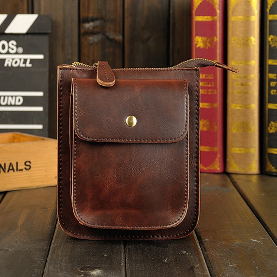 

In Stock Hot Sale New Fashion High Quality PU Leather Men's Waist Bag Small Single Shoulder Men Messenger Crossbody Leisure Bag, Customized