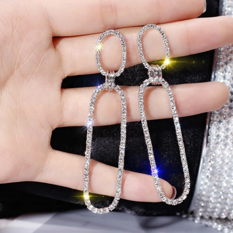 

New Fashion Alloy Trendy Geometric Women Dangle Earrings Korean Long Pendant Simple Earrings Irregular Ear drop Jewelry, Picture shows