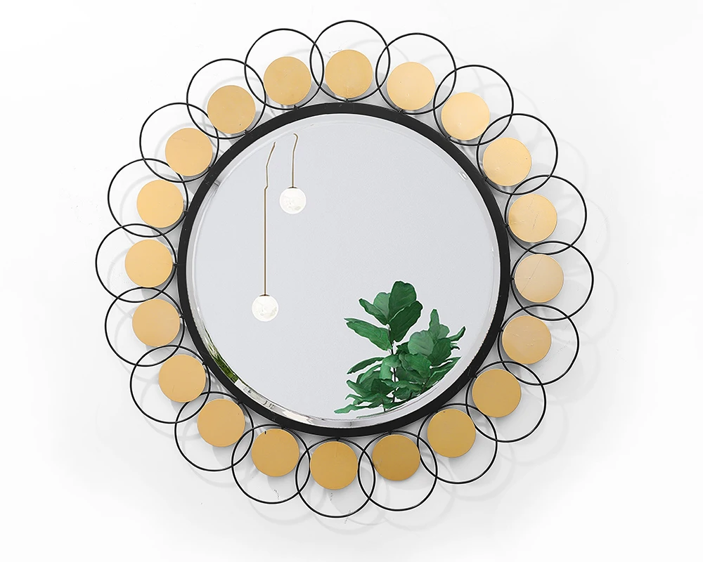 

Metal iron sunflower with mirror wall decoration