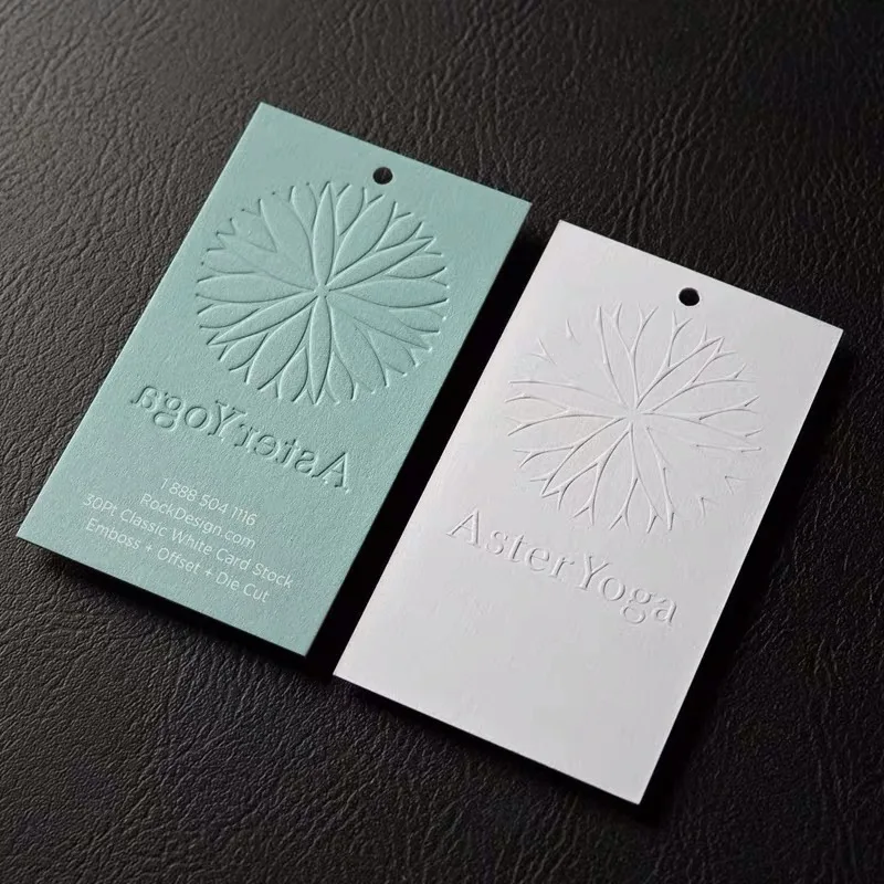 

Luxury Clothing Hang Tag emboss gold foil swing ticket letterpress paper Hangtag Garment Logo