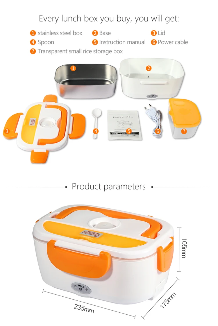 Electric Heated Lunch Box Portable Dual-purpose Lunch Box For Car And
