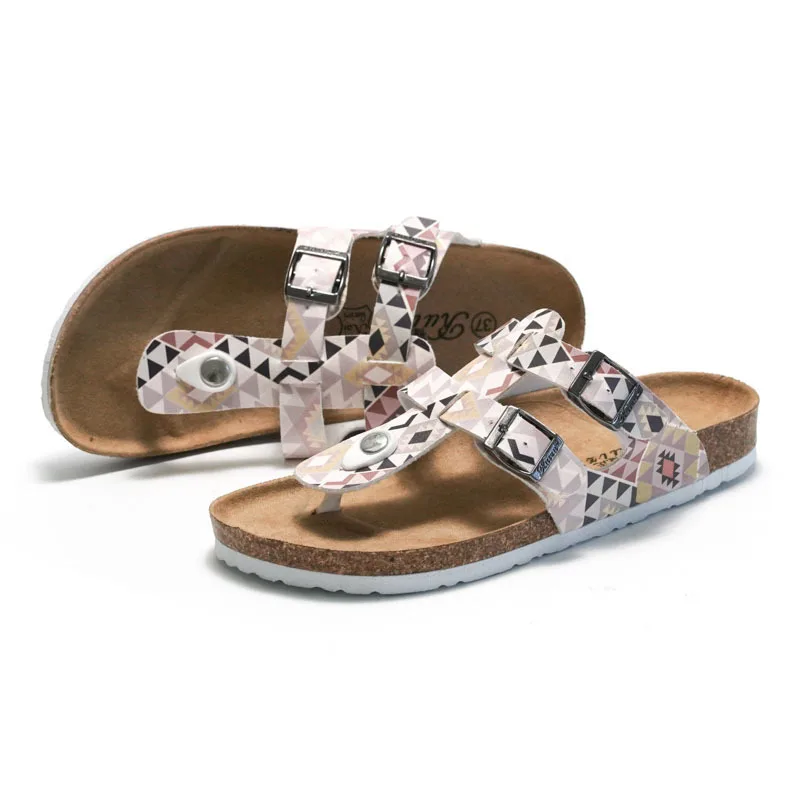 

Women's customized printing colorful cork footbed slides slipper ladies buckle double strap beach sandal summer flat house shoe, As picture