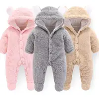 

2019 Newborn Baby Winter Hoodie Clothes Infant Baby Girls Pink Climbing Outwear Rompers 3m-12m Boy Jumpsuit Coldker