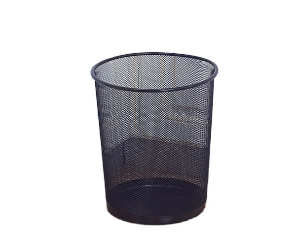 

Household Office Daily Metal Mesh Waste Bin Wastebasket Rubbish Paper, Black