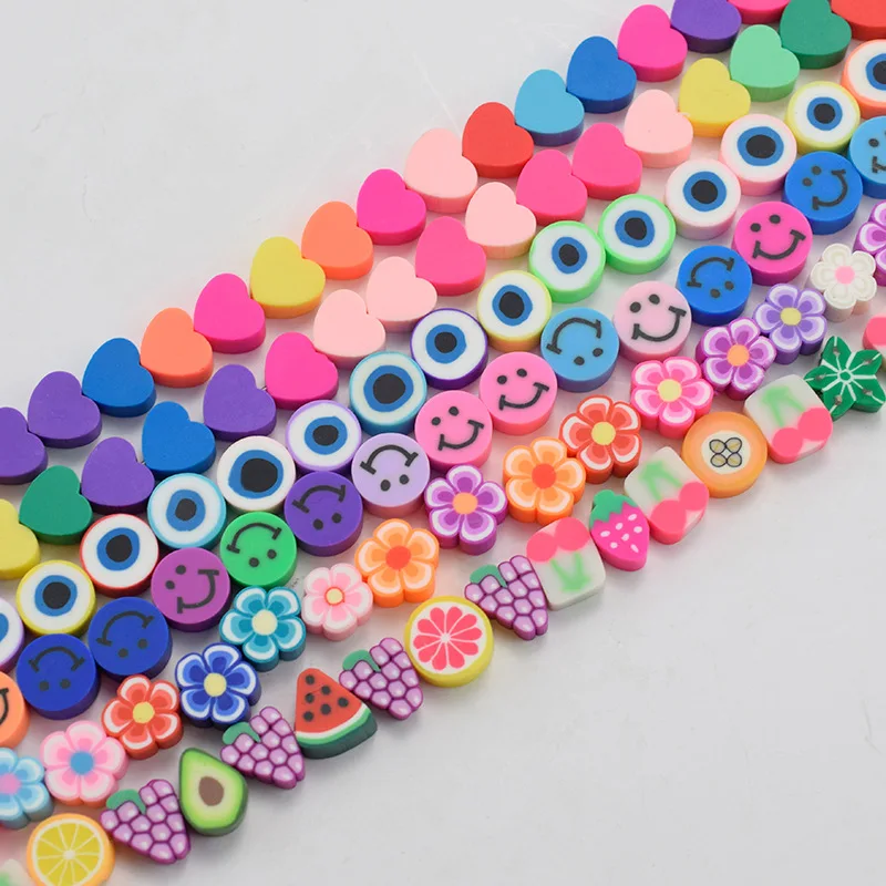 

Happy face polymer clay beads for jewelry making DIY beads, Mix color