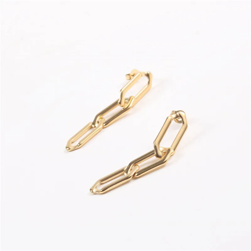 

High Quality 2021 Ins Hot Earring 18K PVD Gold Plated Link Chain Stainless Steel Drop Earring Stainless Steel Earring