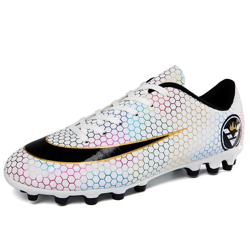 

Hot Style Fashion Teenager Strong Grip Anti-slip Football Shoes Outdoor Breathable Wear-resistant Men Adult Soccer Shoes, Black,white