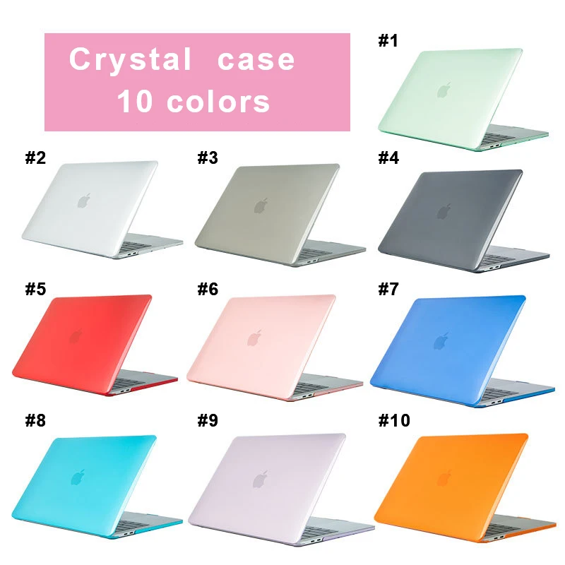 

Fast Shipping Eco-Friendly Laptop Case For Macbook Pro Crystal Hard Case For Macbook Air 13, Black, transparent, pink, light blue, light green, purple, blue, red