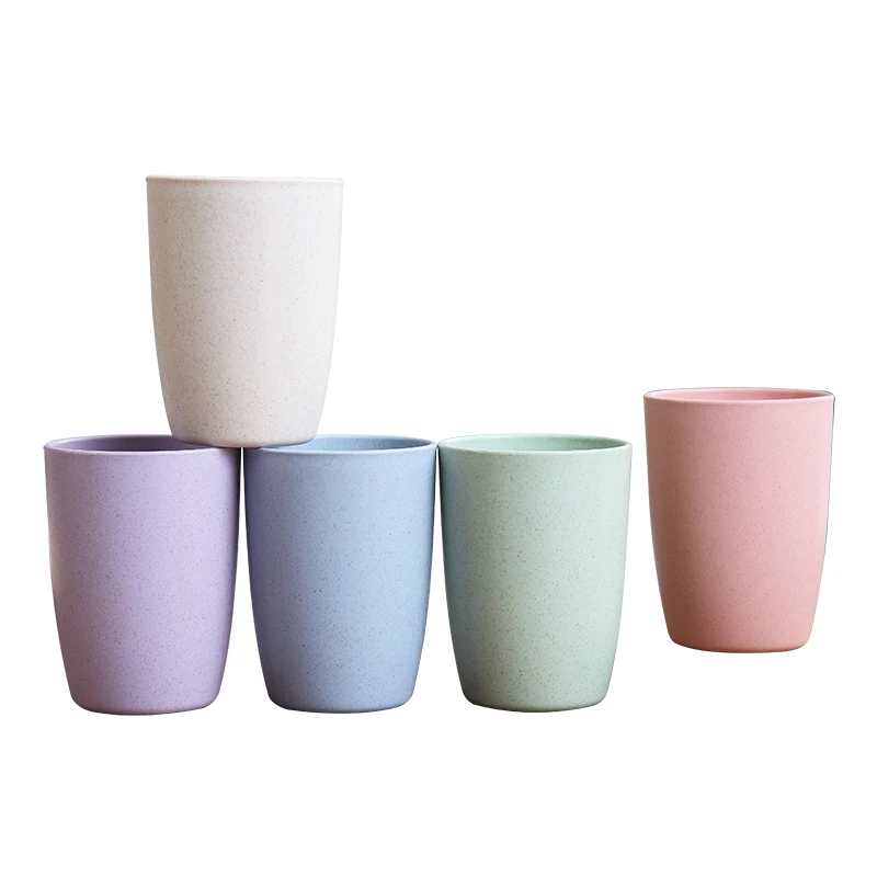 

Wholesale Eco-Friendly Reusable 200ml Coffee Cups Biodegradable Wheat Straw Plastic Cup, Blue / beige / pink / green/purple