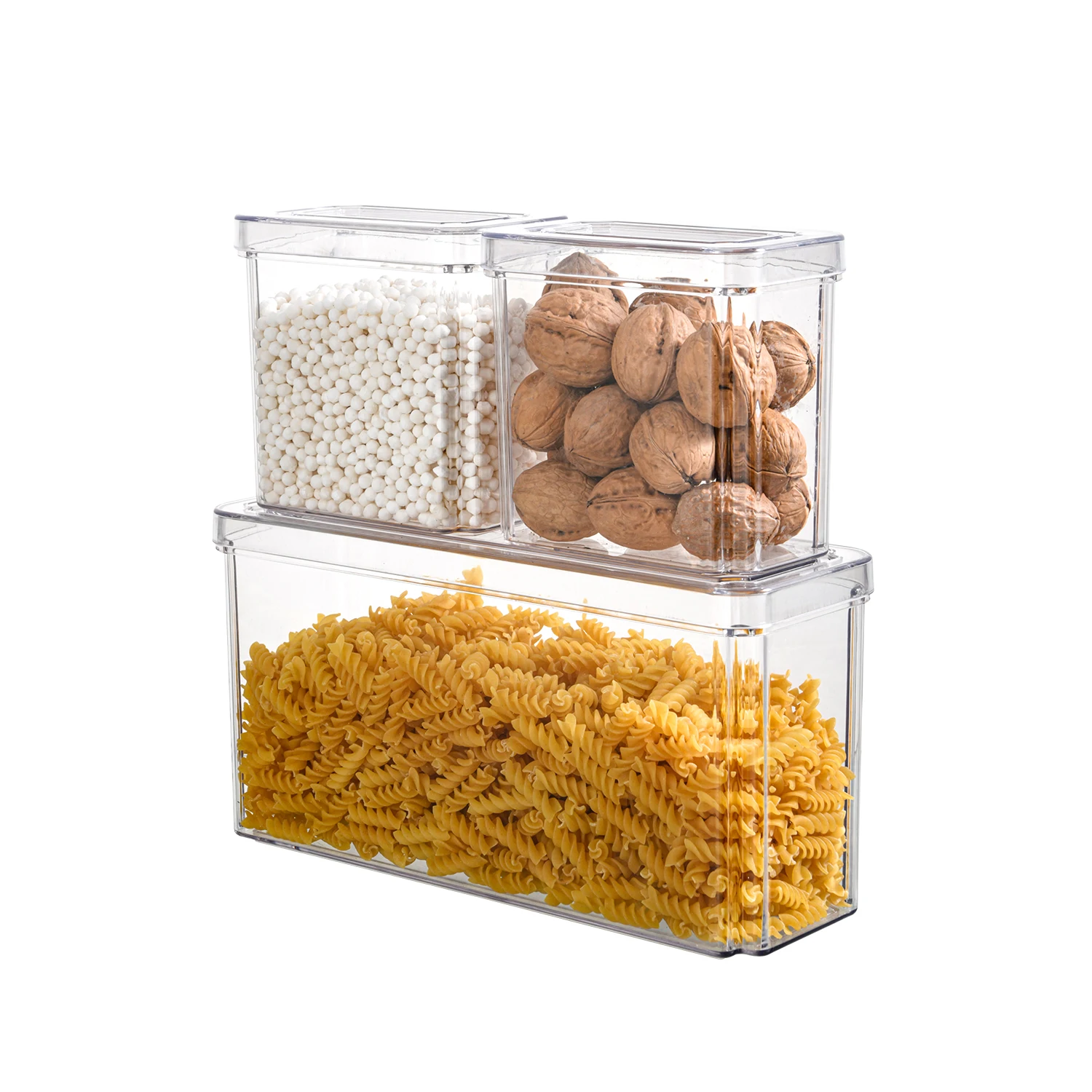 

3 pcs/set Transparent Plastic PET Kitchen Stackable Storage Box Bins Container , Refrigerator Drawer Fridge Organizer