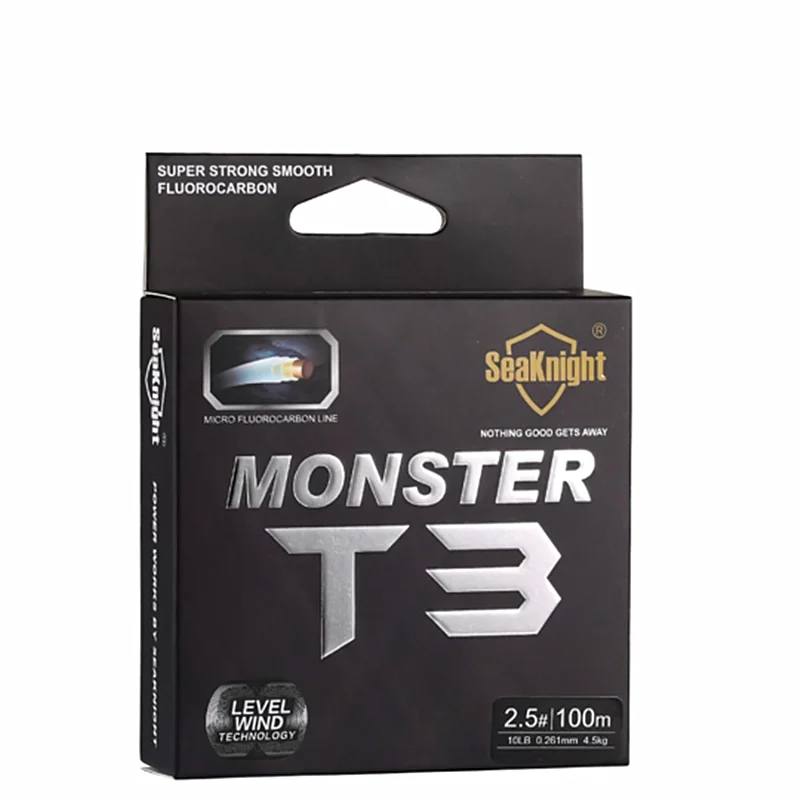 

SeaKnight T3 Fluorocarbon Fishing Line 100M Smooth Monofilament Leader Line 100% Triple Fluorocarbon Fishing Line, 1 color