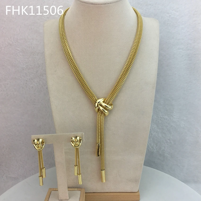 

Yuminglai Simple Jewelry Italian Gold Plated Jewelry Sets for Women FHK11506, Gold/gold with silver