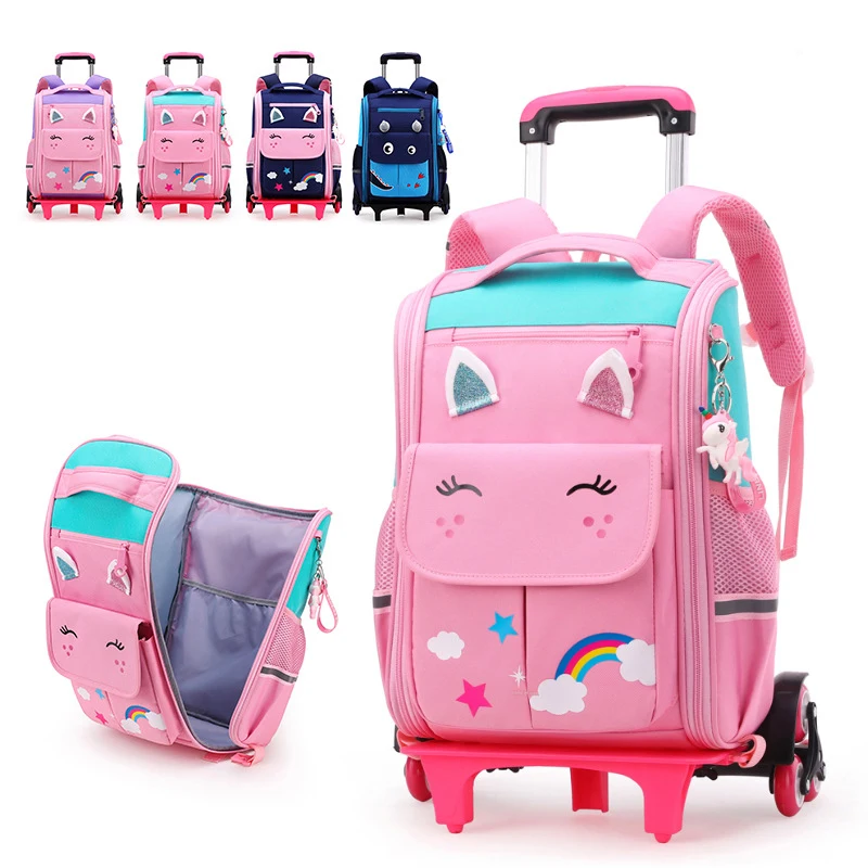 

Quick delivery travel backpack fashion student schoolbag kids trolley bag with wheels