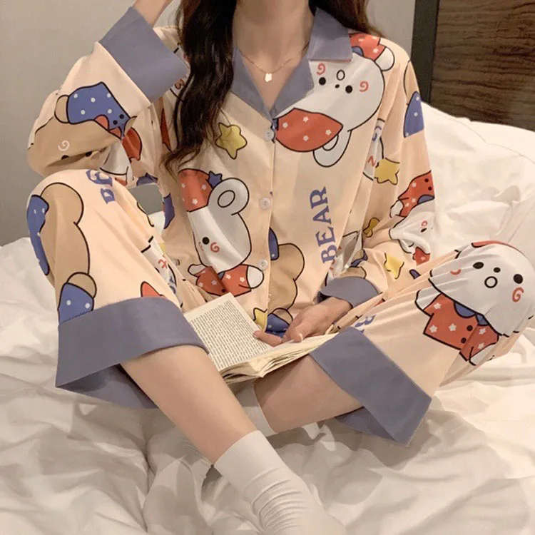 

Wholesale Plus Size Pyjama Printed Pajama Pants Pijama Dama Pillama De Mujer Terno Sleep Lounge Wear Women 2 Pieces Sleepwear